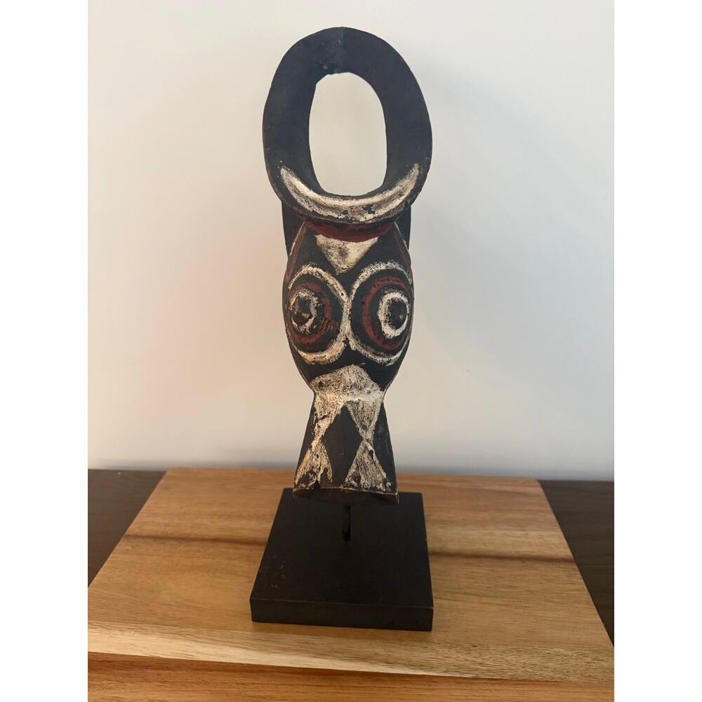African Hand Carved Wood Tribal Bwa Savannah Buffalo Mask Burkina Faso JL
